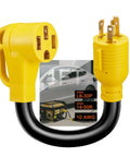 Badass Heavy Duty Nema L6-30p To 14-50r Ev Charger Adapter Cord with yellow connectors and black cable for EV charging.