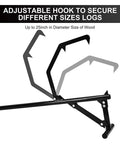 Adjustable hook of Log Lifter And Roller For Lawn Mower Lift Jack 51 Inch with rubber wood roller and non-slip handle.