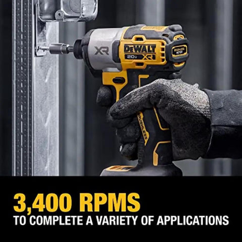 Cordless 20V Max Brushless Impact Driver Delivers Knockout 1825 Inch Pounds Torque And Blistering 3400 RPM Across Three Speed Settings Featuring Smart Variable Trigger Bright Built In Light And Ships Ready To Roll With Full Battery Charger Kit For Tough using 3,400 RPM.