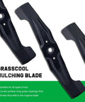 Mulching Blade Set For Honda HRR216 Series Walk Behind Mower 21 Inch Replacement Blades close-up view of curved grasscool design.
