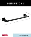 Pivotal 18-In Wall Mount Towel Bar In Matte Black Bath Hardware Accessory Made From Zinc With A Built Tough Durable Finish That Resists Corrosion Tarnish And Discoloration For A Modern Bathroom Upgrade, dimensions shown