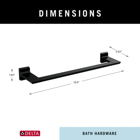 Pivotal 18-In Wall Mount Towel Bar In Matte Black Bath Hardware Accessory Made From Zinc With A Built Tough Durable Finish That Resists Corrosion Tarnish And Discoloration For A Modern Bathroom Upgrade, dimensions shown