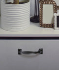 Six Inch Black Arch Cabinet Handles Set Of Six Vintage Iron Drawer Pulls on white drawer with decor