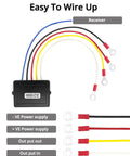 Receiver wiring for the Heavy Duty 12V Wireless Winch Kit With 250A Solenoid Relay Contactor, labeled easy to wire up