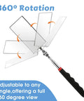Two Piece Telescoping Inspection Mirror Set With 360 Degree Swivel And Extendable Arm displayed with angled view options