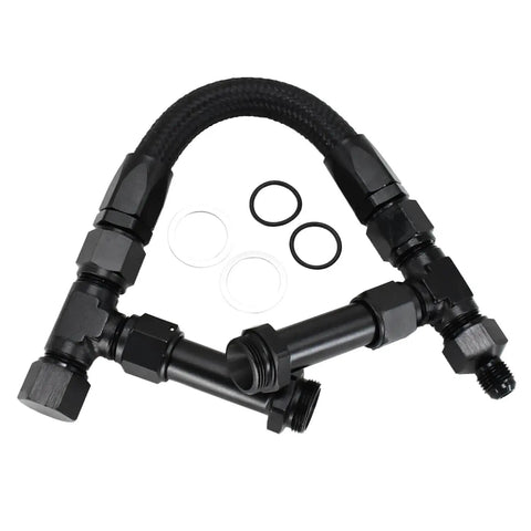 Premium Dual Inlet Fuel Line Kit With 8 An Male Flare Thread And 7/8" Size Built For Holley 4150 Carburetors Super Tough Black Finish That Nails The Look Plus Easy Swap Install For Your Ride, black fuel line