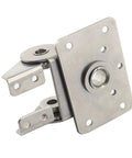 Front view: stainless steel bilateral torque hinge with square mounting plate and mounting holes