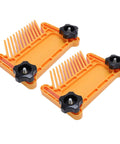 High Grade Abs Nylon Featherboard For Table Saw And Router Table Quick Adjust Stackable Workholder Grips in orange with black knobs.