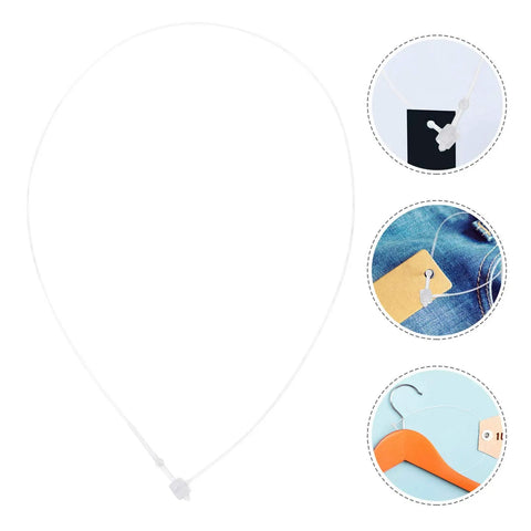 1000 Piece Built Tough Plastic Security Tags Snap Lock Theft Proof Pin Loops For Retail Store Apparel Clothing Bags Belts White 12 Inch Round Head Design, close-up of the plastic security loop.