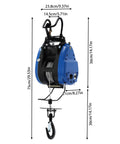 Huge 1100 Lb Electric Winch With Wireless Remote And 98 Foot Cable, Powerful 1800W Motor, blue design with cable and hook.