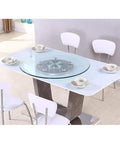 Dining table with Lazy Susan Turntable Bearing For Large Round Dining Tables, Super Sturdy Tempered Glass Rotating Tray, 31 Inch
