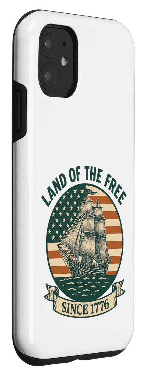 Patriotic US Flag Retro Sailboat iPhone 11 Case With 4th Of July Vibe Land Of The Free Since 1776 Pride Durable Protective Cover