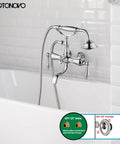 Vintage Style Dope Bathtub Filler Wall Mount Clawfoot Faucet With Handheld Shower Kit Solid Brass Polished Chrome Finish