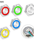 3 Pack 19mm Momentary Push Button Switch With LED Light Waterproof Metal Panel Mount Button For 12V And 24V Cars Boats Marine And Industrial Control Panels Pre Wired Short Travel Yellow, 19mm metal switches