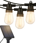 Ambience Pro Solar Powered Outdoor String Lights For Patios And Pergolas, 27 Ft Edison Bulb LED Shatterproof Warm White with solar panel