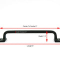 Black Cast Iron Pull Handles 9 Inch Square Base Set Of 2 Durable Powder Coated Finish for cabinet doors, gates, barn doors, front view.