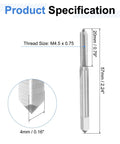 Top Shelf Three Piece Metric Hand Tap Set For M4.5 X 0.75 Threads High Speed Steel Manual Threading Kit with specifications.