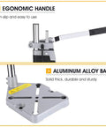 Knock Out Precise Holes Like A Pro With This Bench Drill Press Stand Featuring Portable Guide And Universal Quick Clamp Workbench showing ergonomic handle and aluminum alloy base.