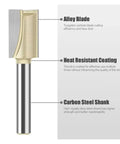Top Tier 1/4 And 1/2 Inch Shank Slotting Cleaning Bottom Router Bit Set For Precision Woodworking Grooving And Surface Planing Projects That Need Serious Power And Flawless Fits Every Time, showing alloy blade and carbon steel shank.