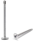 Heavy Duty Self Tapping Screws 410 Stainless Steel 8 X 2 Inch For Metal And Wood 90 Piece Pack, close-up view of truss head design.