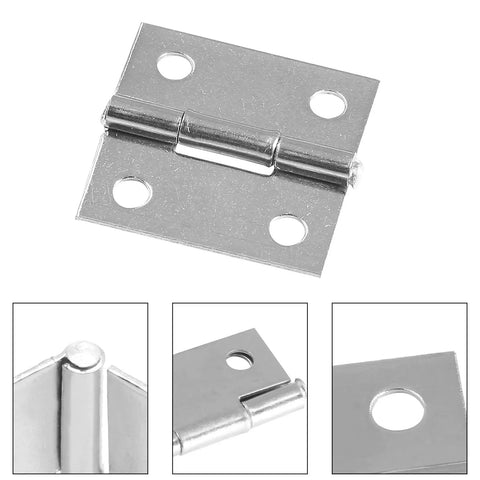 1 Inch Butt Hinge 20 Pack Heavy Duty 304 Stainless Steel Small Cabinet Hinges With Mounting Screws, silver, close-up