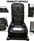 Built Different Wearable Billboard Display Featuring A 21.5 Inch Full HD LCD Backpack Screen showing interior with handle and combination lock.