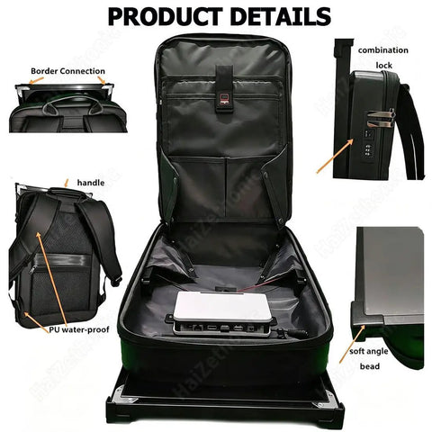 Heavy Duty 21.5 Inch Digital Signage Backpack Loaded With Android 14 OS Full Hd 1080p Ips Monitor And Crisp 400 Nits Kickass Mobile Ad Board Hustle Ready Marketing Gear interior showing pockets and handle details.