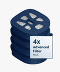 Pitcher Filter 4 Pack With Advanced Carbon Filters That Knock Out Lead Mercury Chlorine HAA5 And More For Pure Crisp Water From Any Source Lasts Up To 8 Months Regular Blue, stack of four blue filters