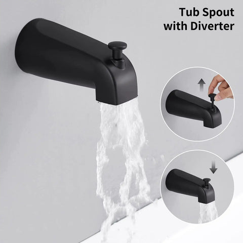 Dope Matte Black Tub Shower Faucet Set With Valve For 6 Inch Rainfall Shower Trim Kit Wall Mount Complete Bathtub System