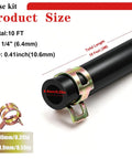Quarter Inch ID Fuel Line Hose Kit With Ten Feet Of Line And Twenty Clamps Ethanol Resistant, showing hose size details