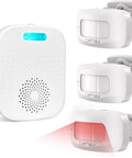 Bedside Alarm For Seniors With Wireless Motion Sensor And Five Volume Levels For Fall Prevention Dementia Care Portable Caregiver Pager showing receiver and sensors