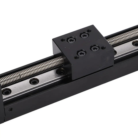 Precision Mini Linear Rail Slide Actuator With A Solid 28Mm Stepper Motor And Sweet 100Mm Travel For Cnc Stage Assemblies close-up of ball screw mechanism.