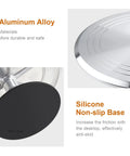 Close-up of 12 Inch Cake Stand With Non Slip Turntable Aluminum Construction showing silicone non-slip base and top surface.