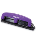 EZ Squeeze Reduced Effort 3 Hole Punch for Busy Office, no jam technology with purple finish, handles up to 12 sheets, durable construction