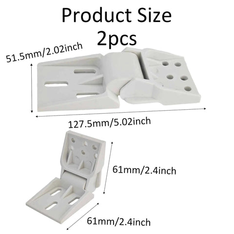 2 Pack Universal Freezer Hinges With 6 Holes, 95 To 110 Degrees Folding Design, Built To Last With Durable ABS