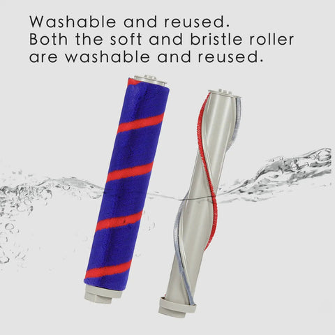 Washable rollers from motorized vacuum brush attachment with LED headlights for V7 V8 cordless vacuum cleaners under water stream