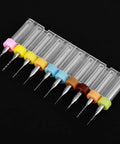 Pro Grade Tungsten Carbide Micro Drill Bits Set for PCB Circuit Boards, 10 pack in clear plastic case with colorful holders.