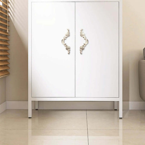 White cabinet with All Metal Zinc Alloy Cabinet Door Handles Set With Vintage Single Hole Drawer Pulls For Kitchen Cupboards