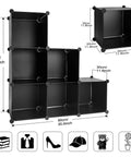 Dope Modern 6 Cube Wire Storage Organizer Shelves Unit For Books Clothes Shoes And Decor with 11.8 inch cubes, black.