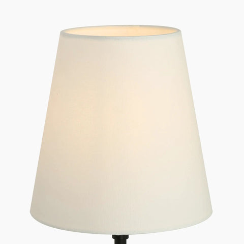 Close-up view of the white fabric shade of KSANA Modern Black Wall Scone Lighting Indoor with White Fabric Shade.