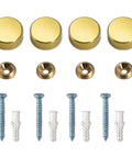 Top Shelf Solid Aluminum Decorative Screw Caps With A Slick Polished Gold Finish, 0.6 inch caps with screws and anchors.