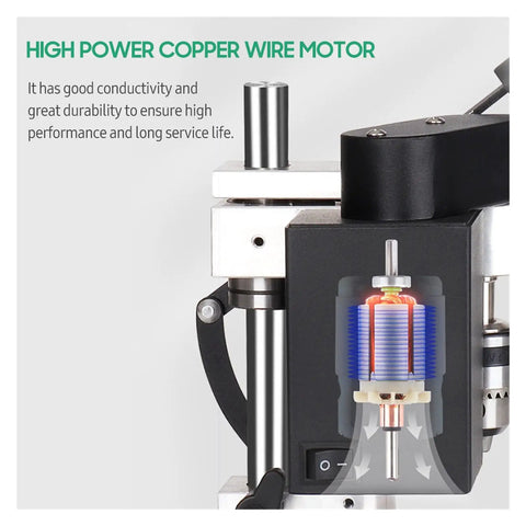 High power copper wire motor of Compact 8000 Rpm Mini Electric Bench Drill Press Stand Kit with durable performance features.