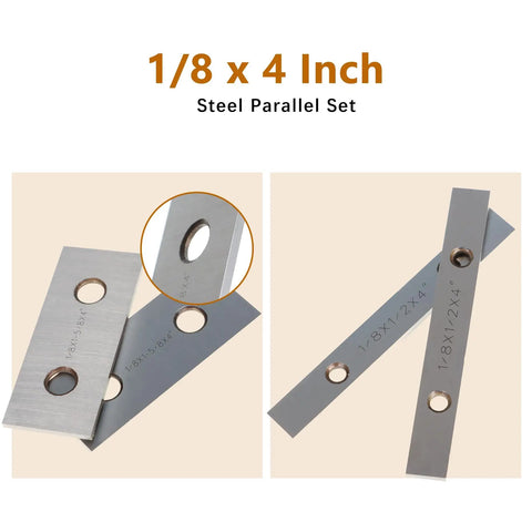 Ten Pairs Of Four Inch Steel Parallel Gauge Blocks One Eighth Inch Thick With Accuracy Of 0.0002 Inch Ideal For Machinists And DIY Enthusiasts Pro Grade For Precision Work In CNC Milling And Calibration Shipped In Wooden Or Plastic Box Randomly