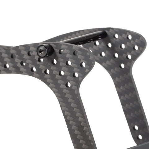 Close-up of Beefed Up Carbon Fiber Chassis Kit For Rock Crawling Rigs With High Clearance And 3Mm Laser Cut Build, showing carbon fiber detail.