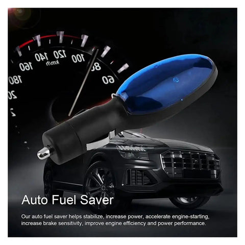Gas Saver For Cars And Trucks 2026 Upgrade Instantly Cut Fuel Costs With Universal Compatibility For Gasoline And Diesel Vehicles, Easy Plug And Play Installation, Optimize Everyday Driving Range, shown against a car and speedometer background.
