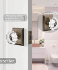 Vintage Crystal Door Knobs 5 Pack With Privacy Lock Round Glass Interior Door Knobs For Bedroom And Bathroom shown on door