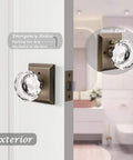 Six Pack Vintage Crystal Door Knobs With Privacy Lock For Interior Doors Round Glass Privacy Door Knob Set In Antique Bronze Finish