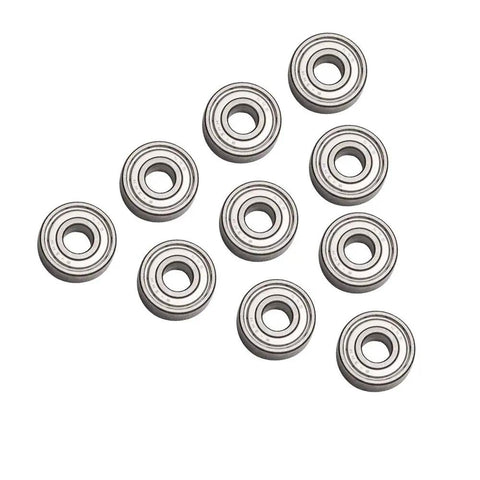 Top Shelf 10 Piece Router Ball Bearing Replacement Kit showing ten sealed ball bearings for 3/16 inch bore, 1/2 inch outer.