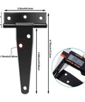Six Pack 4 Inch T Hinges Antique Style Rustproof Black Door Window Fence Hinges Heavy Duty Hardware with measurements