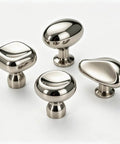 Assorted shapes of Titanium Silver Mushroom Cabinet Knobs 1.28 Inch Round Zinc Alloy Drawer Knobs Polished Chrome Single Hole Furniture Pulls